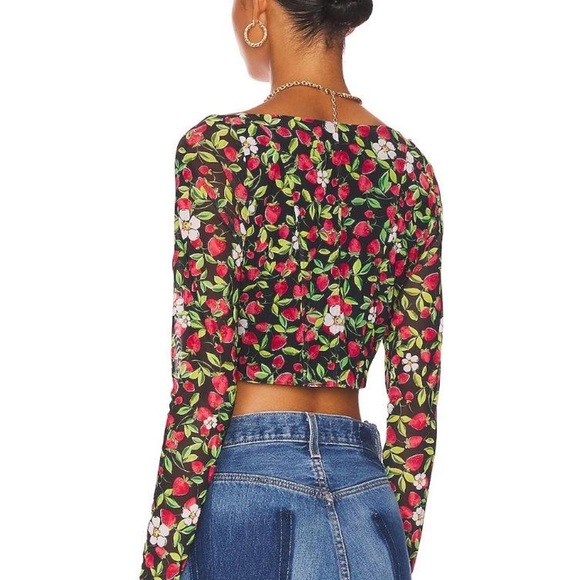 AFRM Grecian top in noir strawberry from revolve - Picture 2 of 9